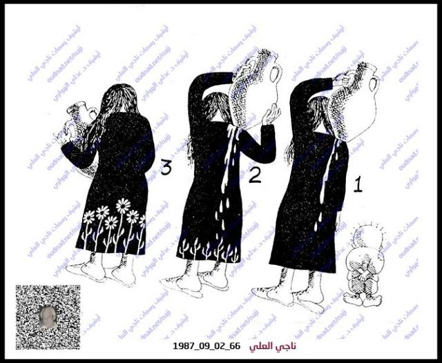 صبية فلسطينية تنقل المياه فيزهر فستانها